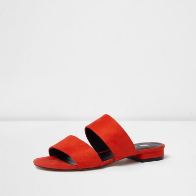 Red two strap mules